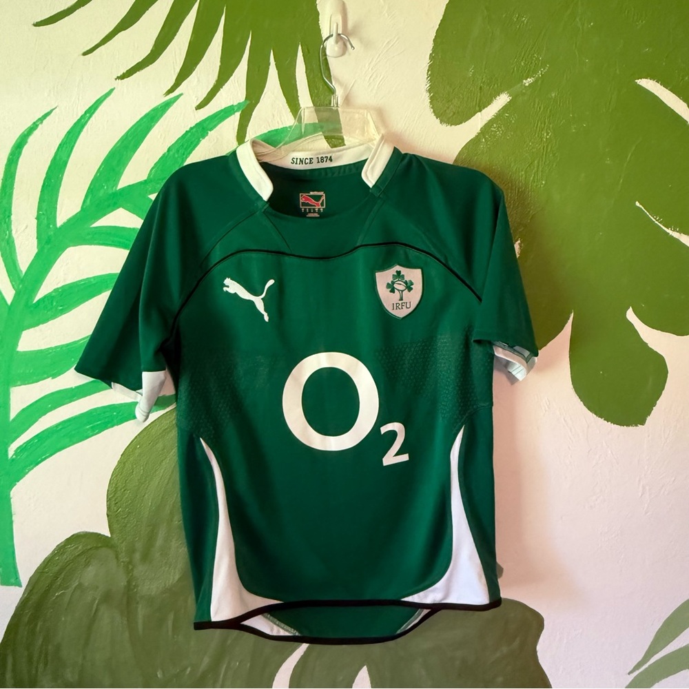 Puma Medium Green Ireland Rugby Jersey with O2 Logo